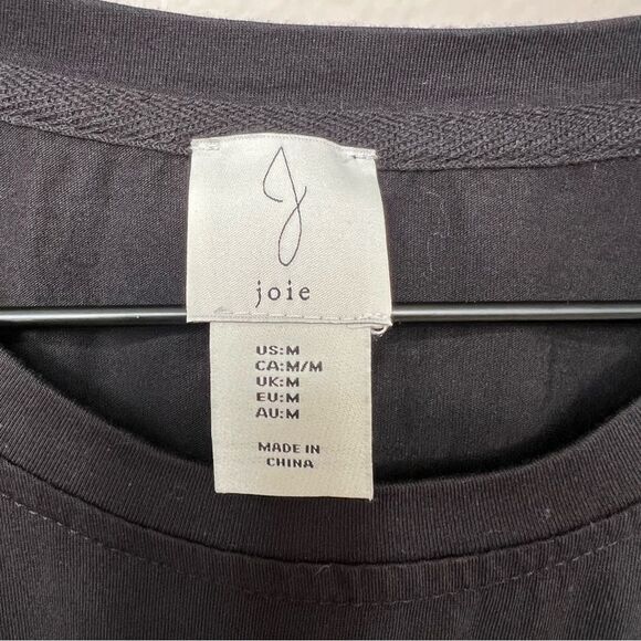 Joie Eyelet Puff Sleeve Knit Cotton Short Sleeve Crew Neck Blouse Pullover Top M - Picture 2 of 8